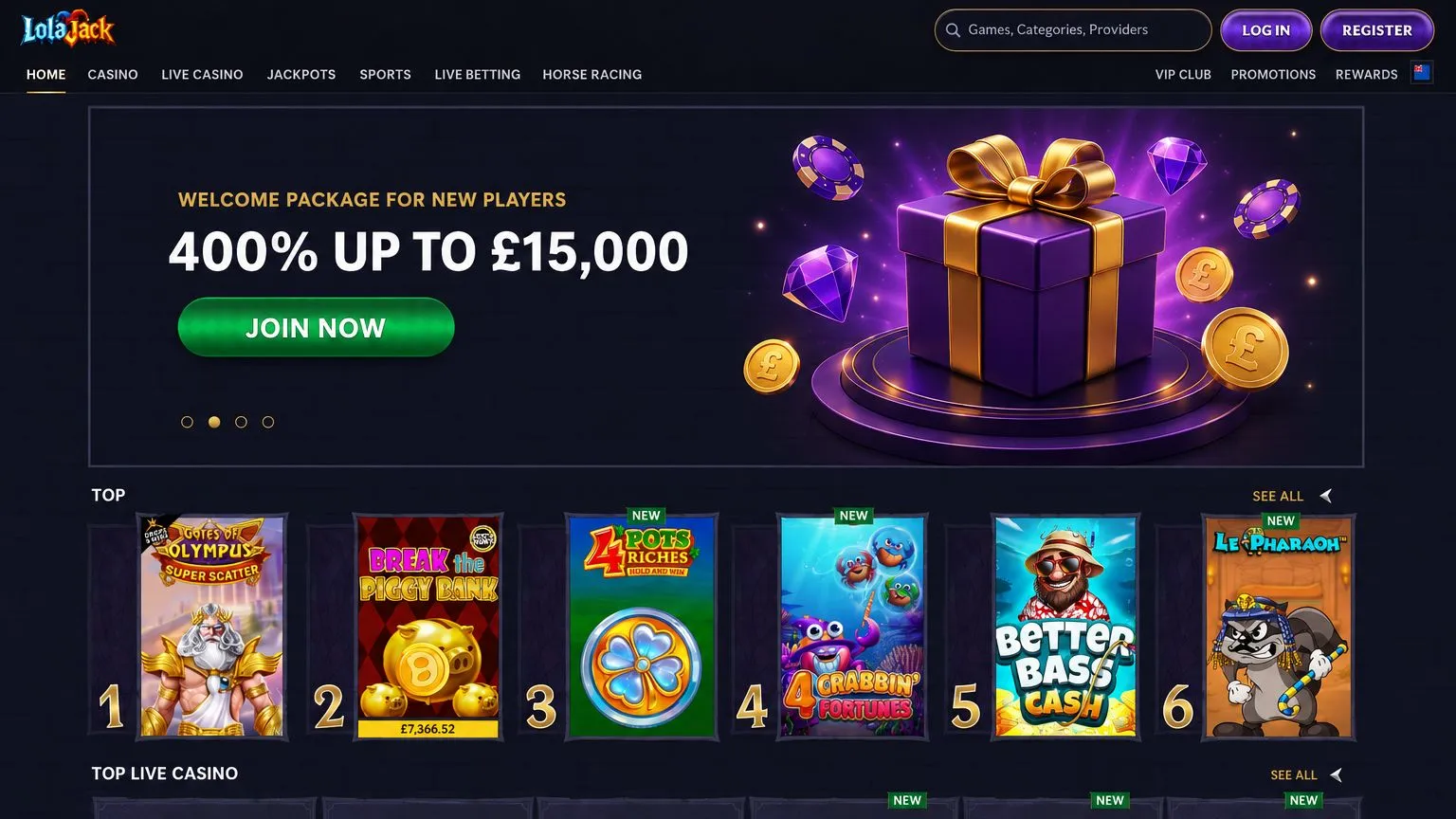 Step 1: registering your account at Lolajack — Lolajack Casino promo code